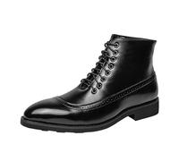 generisch Lederschuhe Herren Schwarz Business - High Top Leder Stiefeletten Herren Spitze Zehe Stiefel Klassische SchnüRstiefel Elegante Oxford-Schuhe Niedrigem Absatz Anzugschuhe Freizeitschuhe