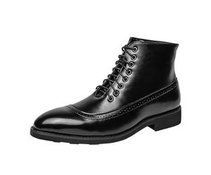 generisch Lederschuhe Herren Schwarz Business - High Top Leder Stiefeletten Herren Spitze Zehe Stiefel Klassische SchnüRstiefel Elegante Oxford-Schuhe Niedrigem Absatz Anzugschuhe Freizeitschuhe