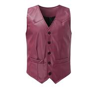 Generisch Lederweste Herren Wildleder Biker Weste Freizeitweste Klassische Westen mit Tragetaschen Vintage Cowboy Sportjacke Outdoorwesten Übergangswesten Freizeitjacke