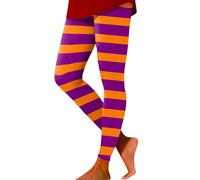 Generisch Leggings Damen Bequeme Sportstrumpfhose Karneval Bedruckte Farbblockhose Weiche elastische Strumpfhose (Orange XXL)