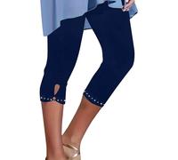 Generisch Leggings Kurz Damen Leggings Shape Damen Weihnachts Strumpfhose Capri High Waist Ausgestellte Blau GläNzend Shapewear Hose Thermo MäDchen Silberne Mit KnöPfen An Der Seite Termin Moderne