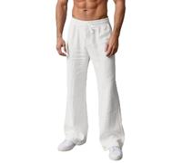 Generisch Leichte lässige Schlaghose für Herren als Bequeme Jogginghose mit weitem Bein bei Outdoor Aktivitäten ganzjährigem (White, L)