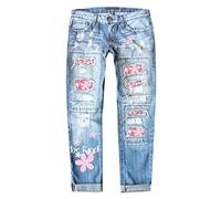Generisch Leichte Sommerjeans Damen, Jeans Straight Leg Damen, High Waist Winter Valentinstag Jeans Bedruckte Lochverdickte Hose Jeanshosen Kurz, Meine Bestellungen Anzeigen 2025