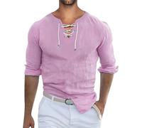 Generisch Leinen Hemden Herren, Hemd Herren Langarm Freizeithemden Täglich Casual Regular Fit Sommerhemd Mit Button Basis Urlaub Leicht Atmungsaktiv Freizeithemd Comfort Baggy Sommer Shirt Herren