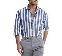 Generisch Leinenhemd Herren, Hemd Herren Langarm Casual Sommer Strand Leinen Shirt Weicher Bequem Freizeithemd Urlaub Klassiker Freizeit Herrenhemd Atmungsaktiv Baggy Elegant Freizeithemd Herren