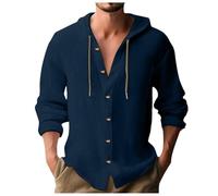 Generisch Leinenhemd Herren, Herrenhemden Langarm Freizeithemden Täglich Casual Regular Fit Sommerhemd Mit Button Basis Urlaub Leicht Atmungsaktiv Freizeithemd Comfort Baggy Modische Herren Hemden