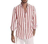 Generisch Leinenhemd Herren Langarm, Hemd Herren Freizeithemden Täglich Casual Regular Fit Sommerhemd Mit Button Basis Urlaub Leicht Atmungsaktiv Freizeithemd Comfort Baggy Freizeithemd Herren