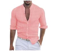 Generisch Leinenhemd Herren Langarm, Hemd Herren Langarm Casual Sommer Strand Leinen Shirt Weicher Bequem Freizeithemd Basis Urlaub Leicht Atmungsaktiv Freizeithemd Comfort Baggy Sommer Shirt Herren