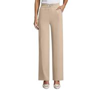 Generisch Leinenhose Damen Bequem Leichte Sommerhose Musselin Lockere Damenhosen Elastische Geschnitten Schlupfhose Einfarbig Bequeme Haremshose Anzughose Businesshose Palazzohose