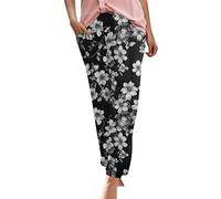 Generisch Leinenhose Damen Damen Hosen 3/4 italienische Linen Pants Work Pants Women Leinenhose mädchen Freizeithose Strandhose Elegante Damenhose musselin Hose Trousers for Women Weite Sommerhose