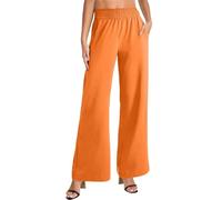 Generisch Leinenhose Damen Hose Sommer Musselin Hosen Stoffhose Freizeithose Strandhose Einfarbig Locker Bequeme Chino Hose Sommerhose Leicht Weites Bequeme Stoffhose Strandhosen