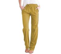 Generisch Leinenhose Damen Leichte Sommerhose Baumwolle Leinen Hose Cargohosen Leicht Frau Jogginghose Einfarbig Elegante Wanderhose Oversized Festliche Hosen