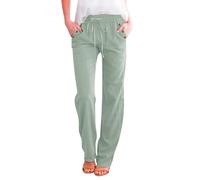 Generisch Leinenhose Damen Leichte Sommerhose Baumwolle Leinen Hose Cargohosen Leicht Frau Jogginghose Einfarbig Elegante Wanderhose Oversized Festliche Hosen