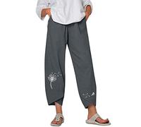 Generisch Leinenhose Damen musselin sportliche Chino Wide Leg Schwangerschaft Freizeithose Radlerhose Hippie gestreifte Loungehose mit Taschen frühlingsmode Schlafhose