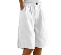 Generisch Leinenhose Damen Sommer Kurz, Caprihose Damen Sommer Stretch
