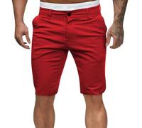 Generisch Leinenhose Herren Kurz Sommer Baumwolle Kurze Hosen Bermuda 3/4 Dünne Strandhose Mit Taschen Leichte Baggy Freizeithose Sommerhose Leinen Chino Shorts Linen Pants Men Rot XXL
