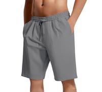 Generisch Leinenhose Herren Kurz Sweatshorts Bermuda Shorts Wandershorts Leicht Sommerhose Atmungsaktive Freizeithose Weich Bequem Pyjamahose Leinen Loungewear Casual Sporthose Chino Shorts Stoffhose