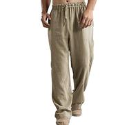 Generisch Leinenhosen Mit Kordelzug FüR MäNner Leichte Strandhosen In Fester Farbe LäSsige, Schlichte Hosen FüR MäNner Jogginghose Herren Sommer Leinenhose Herren Sommer Track Pants Herren Polyester