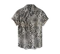 Generisch Leopard Poloshirt Herren Kurzarm Graphnic Print Schlange Graphnic Print Tshirt Sommershirt Hawaiian Beach Hemden Neue lose gedruckt Kurzarm Tops
