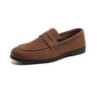 Generisch Loafer Herren Vintage Mokassins Trachten Loafer Oktoberfest Haferlschuhe Elegant Anzugschuhe Business Anzug Schuhe Bequem Hochzeitsschuhe Klassische Lederschuhe,Braun,44