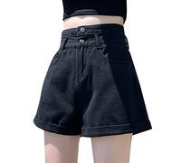 Generisch Low Waist Jeans Damen Baggy, Jeans Hellblau Damen, Frauen Hohe Taille Hüftwickel Stretch Kurze Heiße Lässig Täglich STR Shorts Schwarz Eng, Deals of The Day Women