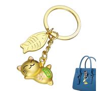 Generisch Lucky Cat Keychain - Gold Fortune Cat Key Ring, Cute Anime Charm | Wealth Luck Symbol Accessory, Decorative Purse Bag Pendant Key Holder Gift For Women Girls Daily Carry