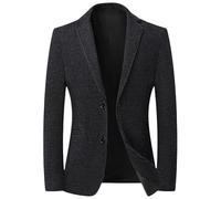 Generisch Luxuriöser Freizeitblazer Für Herren, Klassischer Wollblazer Mit Zwei Knöpfen, Dicke, Warme Hahnentrittmuster Business Arbeitsanzugjacke, Winter Smokingjacke, Oberteil Für Abschlussbal
