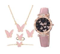 Generisch Luxury Women’s Watch Set, Fashion Wristwatch with Butterfly Necklace, 1.97 Inches, Elegant Bracelet Gift Box for Travel, Party, Mother’s Day, Stylish Ladies Accessory