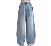 Generisch Mädchen Jeans, Wide Leg Jeans Mädchen Baggy Jeans Freizeit Jeanshose Mit Taschen Jeans Lose Gerade Freizeitjeans Hip Hop Lange Hose Stretch Comfort Cargo Freizeithose Baggy Pants Y2k
