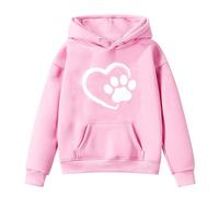Generisch Mädchen Jungen Hoodie Lässige Kapuzenpullover Casual Hundepfote Elektrokardiogramm Druck Sweatshirt Kuschel Rundhals Langarm Oberteile Mit Taschen Kinder Pullover Top für 1-14 Jahre Alt