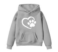 Generisch Mädchen Jungen Hoodie Lässige Kapuzenpullover Casual Hundepfote Elektrokardiogramm Druck Sweatshirt Kuschel Rundhals Langarm Oberteile Mit Taschen Kinder Pullover Top für 1-14 Jahre Alt