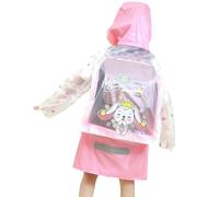 Generisch Mädchen Regenmantel PVC mit aufblasbarer für Outdoor Aktivitäten Schule Alltag leicht bequem (4XL)