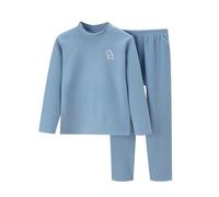 Generisch Mädchen Schlafanzug Winter Warm Samt Langarm Unterwäsche Set Gemütlich Hausbekleidung Kuschelig Weich Jungen Mädchen Baby Nachtwäsche (Blue, 18-24 Months)