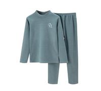 Generisch Mädchen Schlafanzug Winter Warm Samt Langarm Unterwäsche Set Gemütlich Hausbekleidung Kuschelig Weich Jungen Mädchen Baby Nachtwäsche (Green, 4-5 Years)