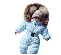 Generisch Mädchen Schneeanzug Winter Overall Warme Kapuzenjacke Baby Strampler Oberbekleidung Wasserdichter Schneeoverall Für Kleinkinder (Sky Blue, 0-3 Months)