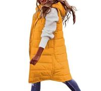 Generisch Mantel Damen Herbst, Softshelljacke Für Damen Lang, Weste Lang Winter Steppweste Leicht Ärmellose Winterweste Lange Damenwesten Kapuzenweste Daunenweste Übergangsjacke Wintermantel