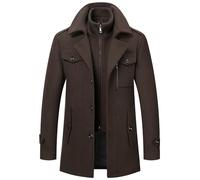 Generisch Mantel Herren Wintermantel aus Wolle für Freizeit und Business Coat Wolljacke mit Langschnitt Wollmantel Lang Warme Winterjacke Elegant als Trenchcoat