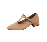 Generisch Mary Jane Schuhe Damen PU Leder Penny Loafers Klassische T-Riemen Ballerinas Mesh Atmungsaktive Slipper Lässig Elegante Schuhe Büroarbeit Freizeitschuhe