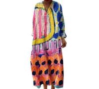 Generisch Maxi Kleid Damen Sommer, Sommerkleid Damen Große Größen, Strandkleid Lang Maxikleider V Ausschnitt Sommerkleider Leicht Und Luftig Boho Kleid Elegante Midikleid Freizeitkleid, Sale Angebote