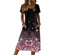 Generisch Maxikleider Damen Sommer Sommerkleid Damen Midi Maxikleid Elegant Strandkleid Baumwolle Blusenkleider Tunikakleid Damenkleider Brautkleid Athletic Dress Festliches Outfit