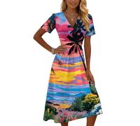 Generisch Maxikleider Damen Sommer Sommerkleider Damen Maxikleid Pareos & Strandkleider Blusenkleider Tunikakleid Damenkleider Knielang Kleider Für Hochzeitsgäste Milkmaid Dress 70Er Jahre Outfit