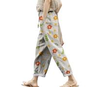 Generisch Meine Bestellung Back to School Must Haves Leinenhose Damen 7/8 Sommerhosen Leicht Und Luftig Große Größen Lockere Hosen Lässige Bequeme Freizeithose Lang Strandhose Leinen Baumwoll Hose