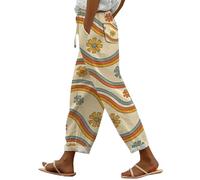 Generisch Meine Bestellung Hosen Damen Sale 7/8 Hose Damen Sommer Leicht Capri Leinenhose Sommerhose Baumwolle Leinen Stoffhose Lockere Strandhose Freizeithose Angebote des Tages Heute Deal