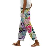 Generisch Meine Bestellung Reise Must Have 7/8 Hose Damen Sommer Leicht Capri Leinenhose Sommerhose Baumwolle Leinen Stoffhose Lockere Strandhose Freizeithose Kleidung Damen Sale