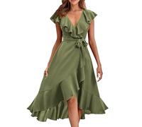 Generisch Meine Bestellungen Anzeigen 2025 Deals of The Day Sommerkleid Damen Lang V-Ausschnitt Leicht Und Luftig Freizeitkleid Sommer Midikleid Festlich Kleider Strandkleider Partykleid Bestellungen