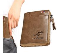 Generisch Men's Blocking Wallets - Spacious Leather Purse for Men's ID Window and Coin Pocket - Easy to Use Soft Leather Blocking Purse Zipper Coin Pocket, Gift for Men