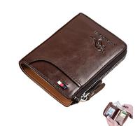 Generisch Men's Blocking Wallets - Spacious Leather Purse for Men's ID Window and Coin Pocket - Easy to Use Soft Leather Blocking Purse Zipper Coin Pocket, Gift for Men