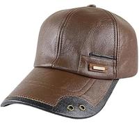 Generisch Men's Warm Guard Cap, Windproof Genuine Leather Baseball Cap Herren, Fleece Lining Adjustable Baseball Warmguard Cap (#C)