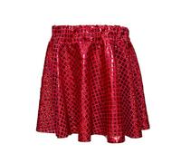 Generisch Metallic Rock Mädchen Kurz Metallischer Glänzend Faltenrock A-Line Skater Rock Ballett Tanzrock für Fasching Karneval Mottoparty Futuristischer Metallic-Kurzrock Plisseerock Partyrock