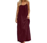 Generisch Midikleid Damen Sommer, Maxikleid Damen Sommer, Lässiges Ärmelloses Maxikleid Mit Offenem Rücken Locker Geschnittenes Hauskleid